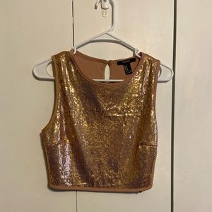 Gold Sequin Crop Top